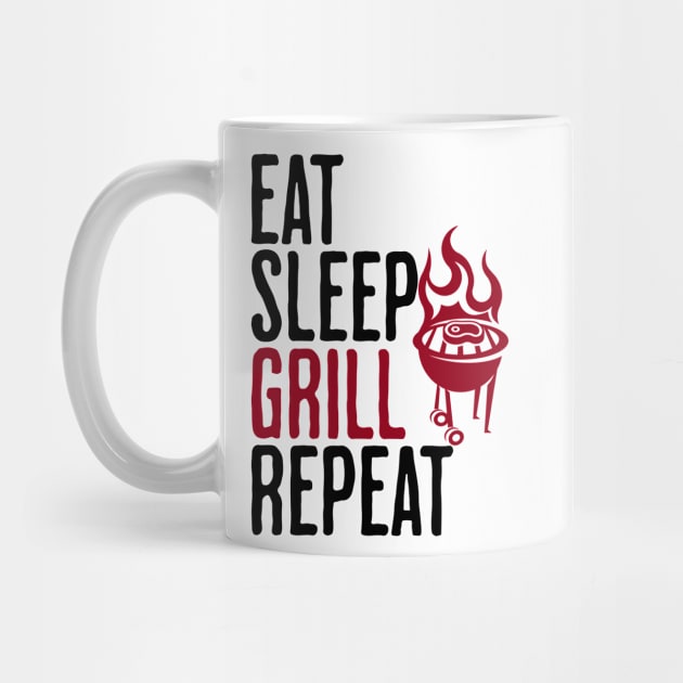 Eat Sleep Grill Repeat - Grilling Humor by AlanPhotoArt